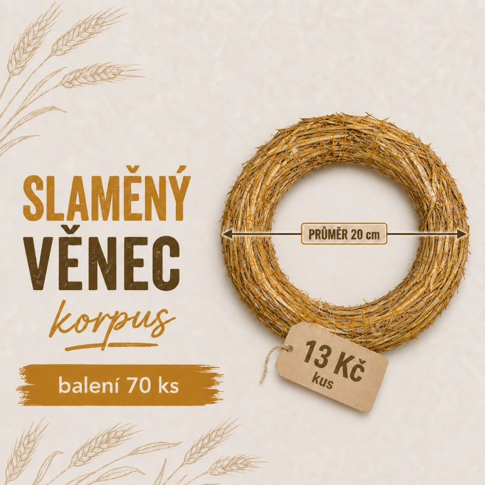 Slámový věnec průměr 20 cm (13 Kč kus) KARTON 70 ks