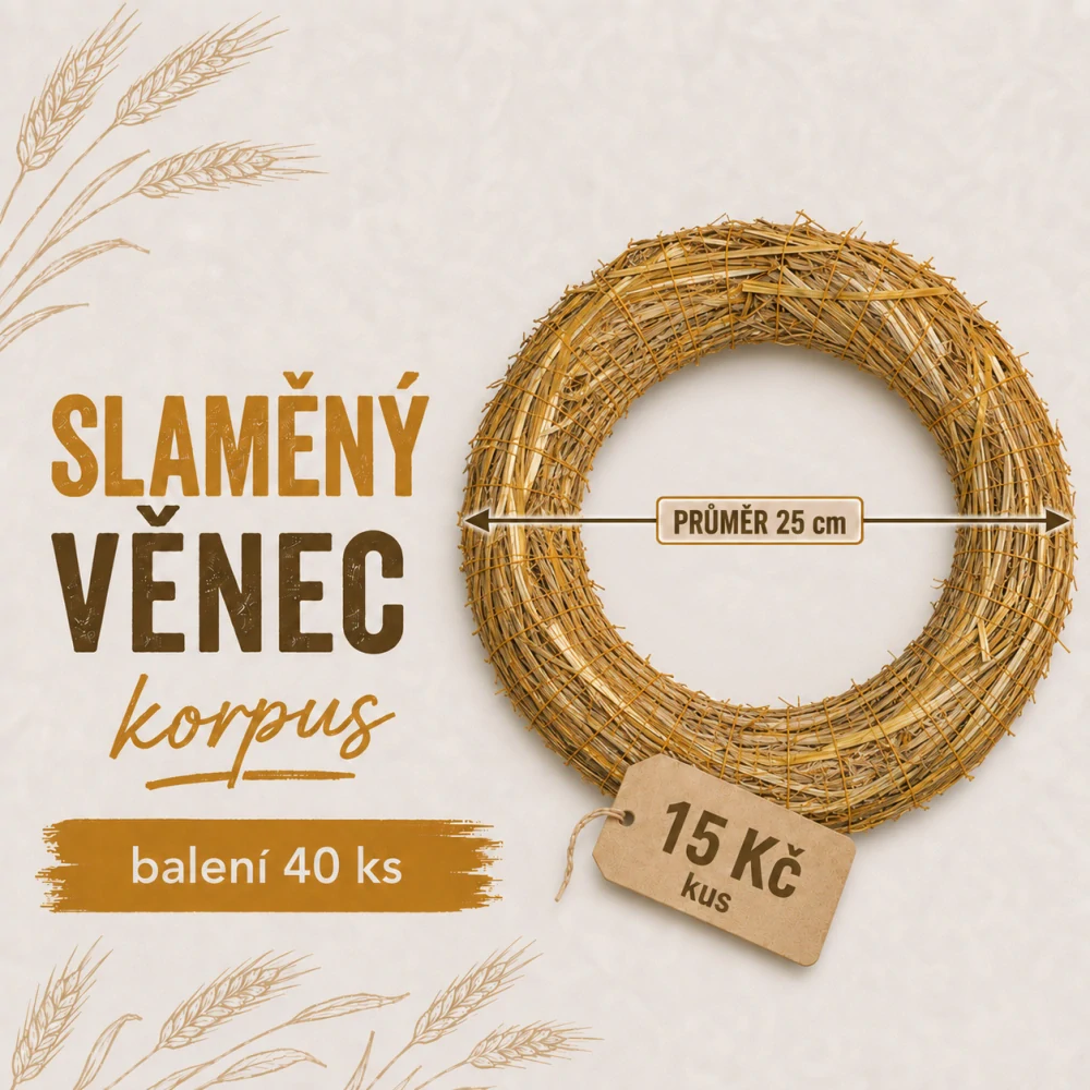 Slámový věnec průměr 25 cm (15 Kč kus) KARTON 40 ks
