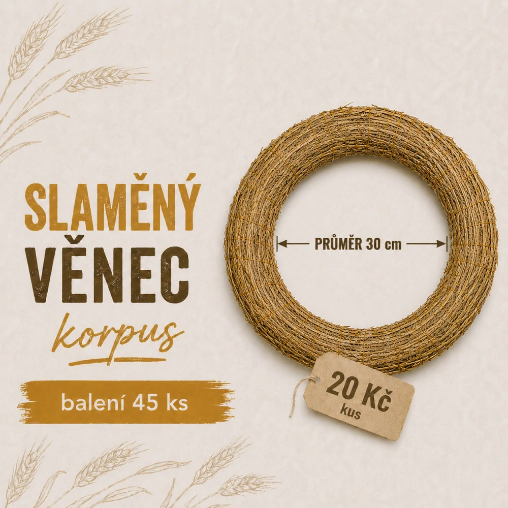 Slámový věnec průměr 30 cm (20 Kč kus) KARTON 45 ks