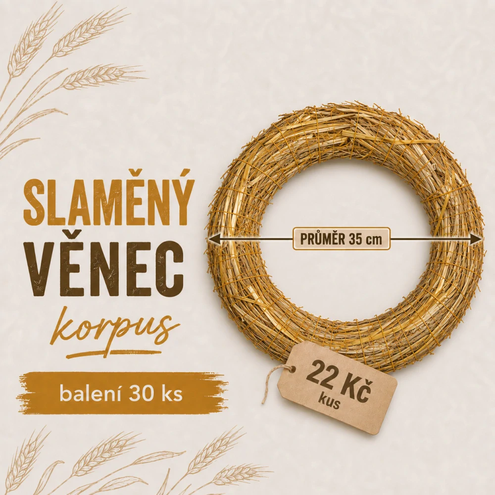 Slámový věnec průměr 35 cm (22 Kč kus) KARTON 30 ks