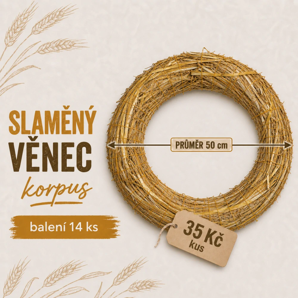 Slámový věnec průměr 50/8 cm (35 Kč kus) KARTON 14 ks