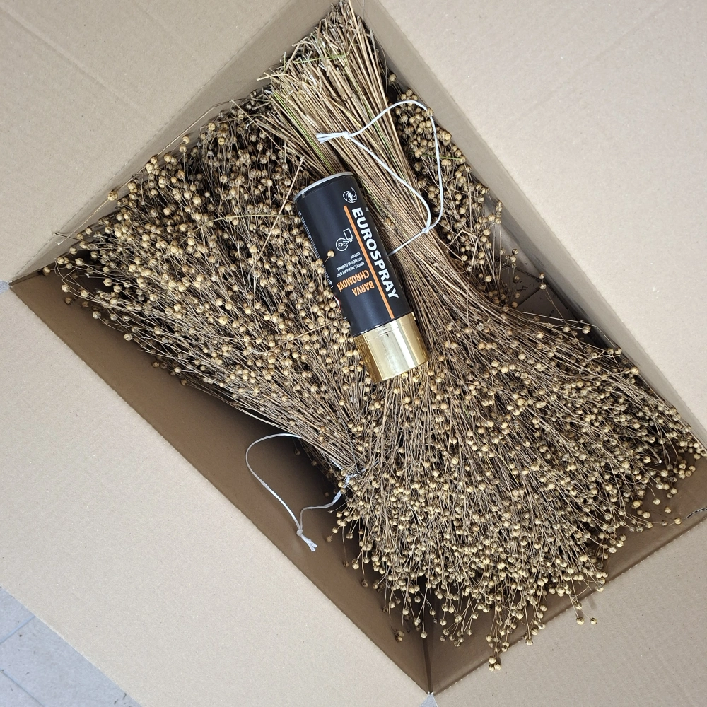 4 svazky sušený len setý (zlatohnědá barva) DOPRAVA ZDARMA + DÁREK ZLATÝ SPREJ 400 ml ZDARMA