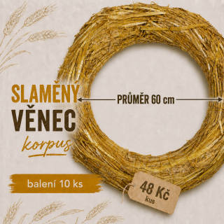 Slámový věnec průměr 60/8 cm (48 Kč kus) KARTON 10 ks 
