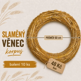 REZERVACE: Slámový věnec průměr 60/8 cm (48 Kč kus) KARTON 10 ks !DODÁNÍ PRVNÍ TÝDEN V LISTOPADU!