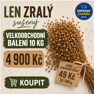 10 kg sušený len setý (zlatohnědá barva) DOPRAVA ZDARMA 