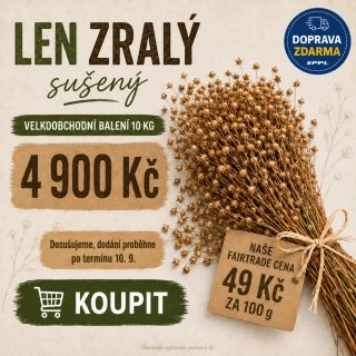 10 kg sušený len setý (zlatohnědá barva) DOPRAVA ZDARMA 