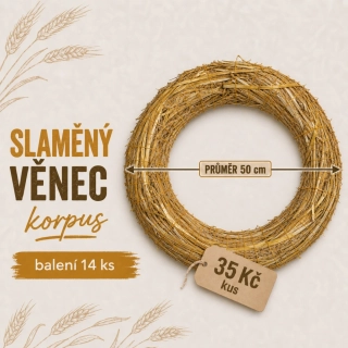 REZERVACE: Slámový věnec průměr 50/8 cm (35 Kč kus) KARTON 14 ks !DODÁNÍ PRVNÍ TÝDEN V LISTOPADU!
