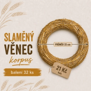 REZERVACE:Slámový věnec průměr 33 cm (21 Kč kus) KARTON 32 ks !DODÁNÍ PRVNÍ TÝDEN V LISTOPADU!