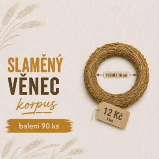  Slámový věnec průměr 16 cm  (12 Kč kus) KARTON 90 ks